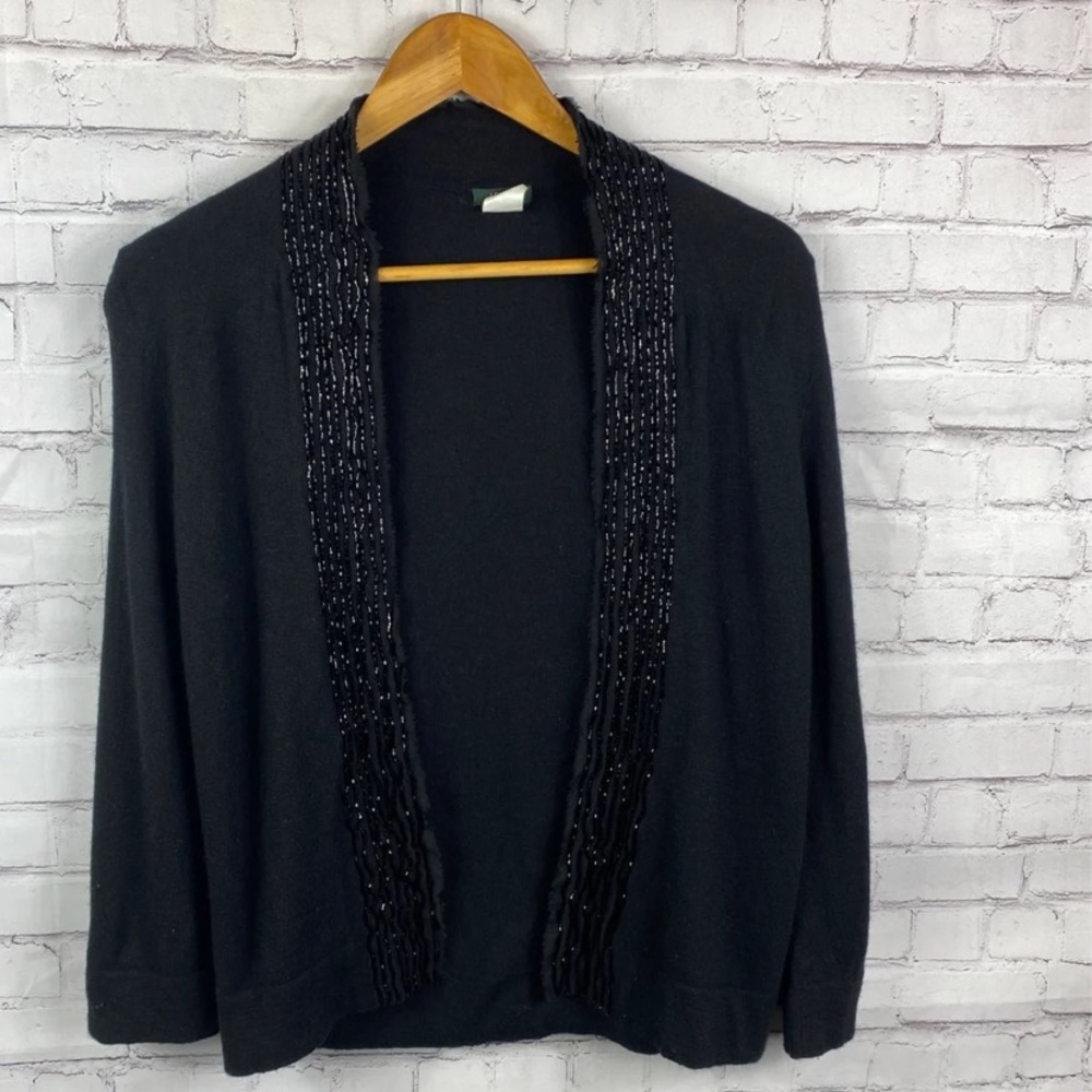 J.Crew lambs wool Vintage beaded black cardigan size XL - Picture 7 of 11